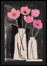 Eleganta rosafärgade blommor kontrasterar mot en djup svart bakgrund-4