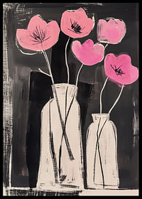 Florile roz elegante contrastează cu un fundal negru profund-2
