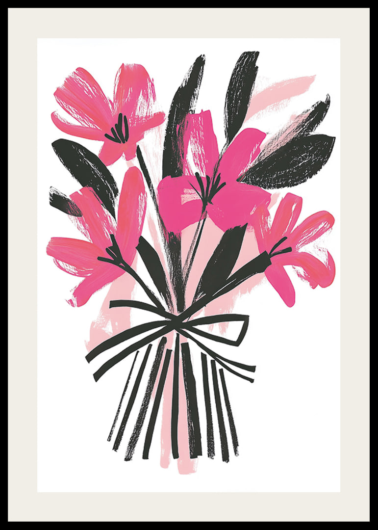 Bright pink flowers in expressive art style catch the eye-12