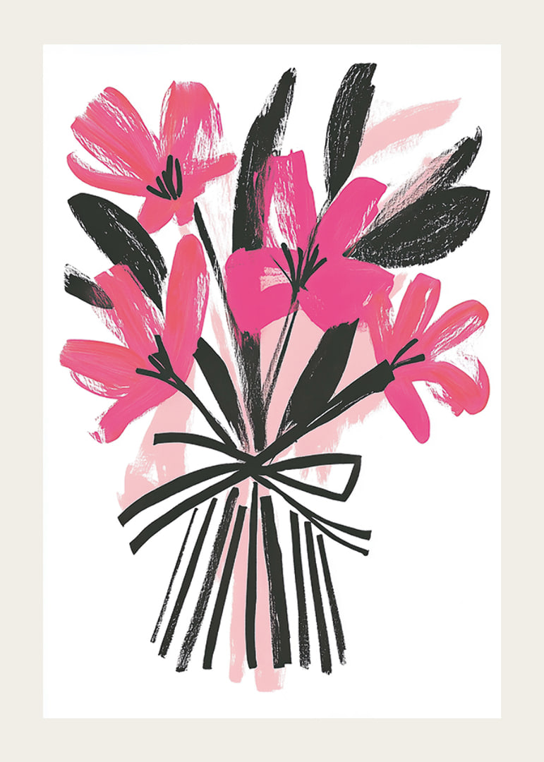 Bright pink flowers in expressive art style catch the eye-12
