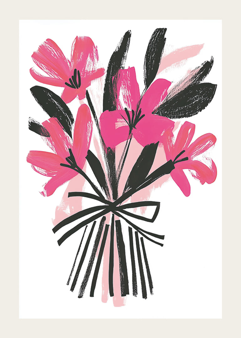 Lysande rosa blommor i expressiv konststil fångar ögat-12