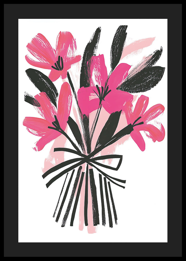 Bright pink flowers in expressive art style catch the eye-12