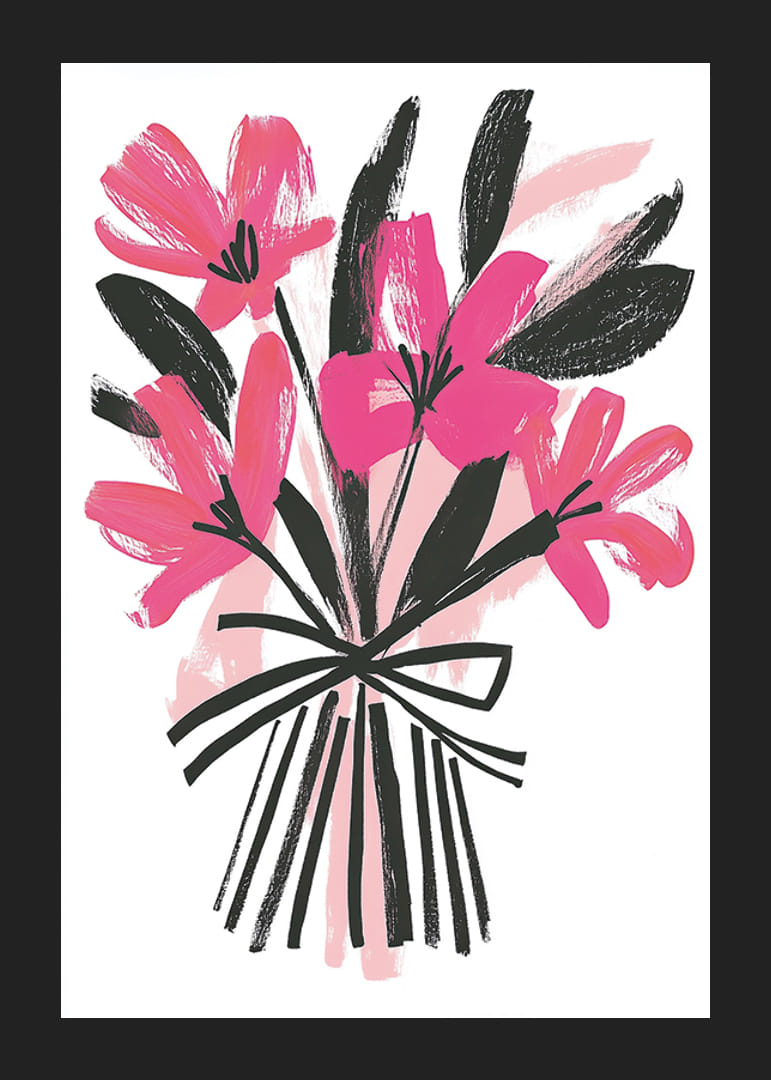 Lysande rosa blommor i expressiv konststil fångar ögat-12