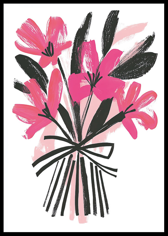Bright pink flowers in expressive art style catch the eye-12