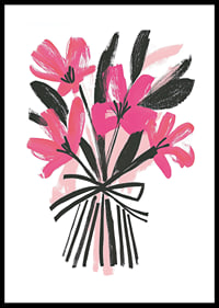 Bright pink flowers in expressive art style catch the eye-0