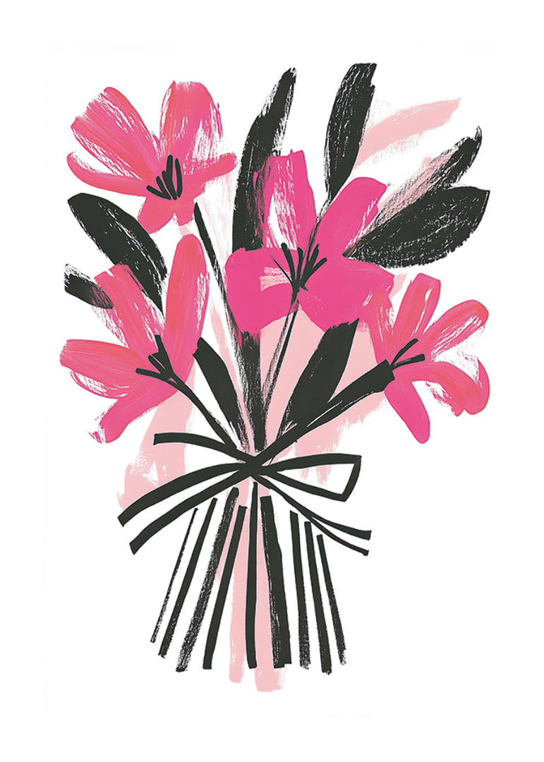 Bright pink flowers in expressive art style catch the eye-12