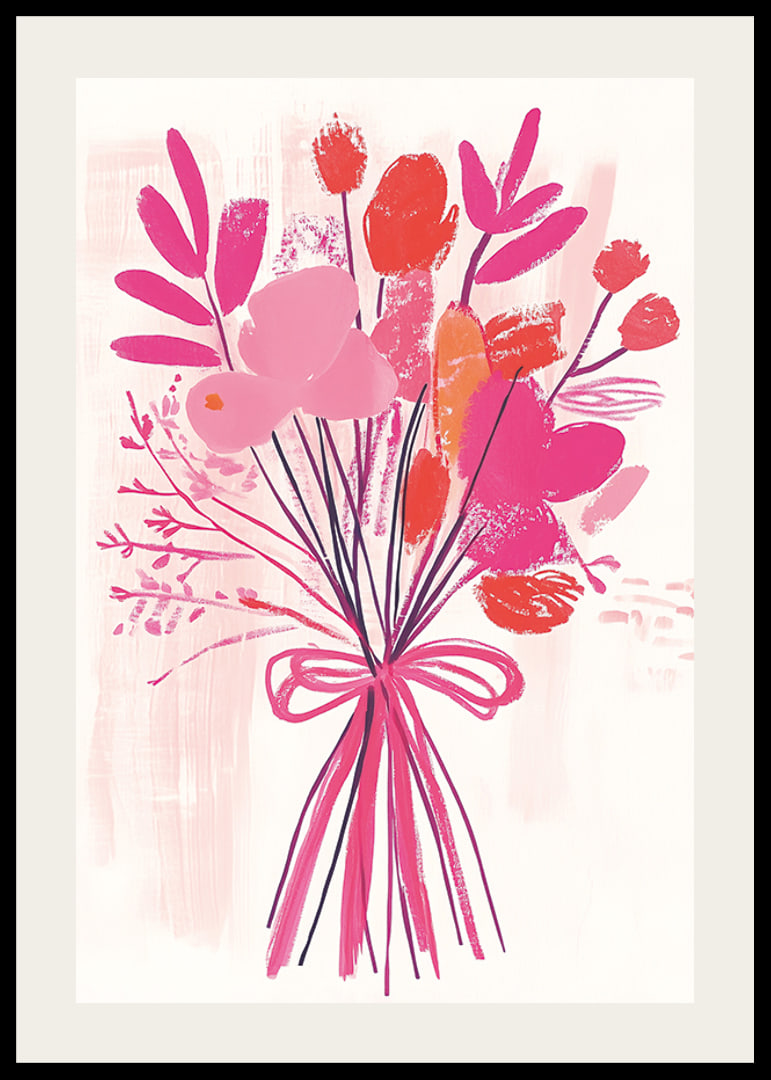 A colorful bouquet in vibrant pink and orange tones-12