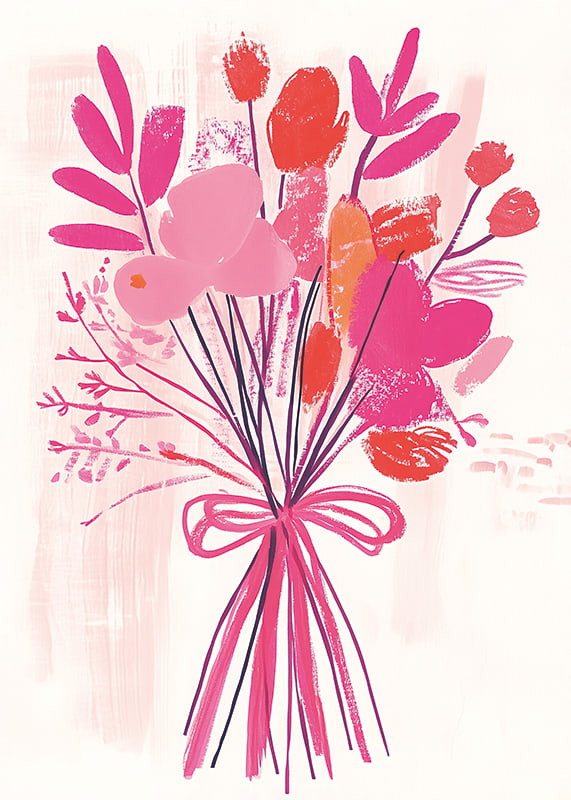 A colorful bouquet in vibrant pink and orange tones-12