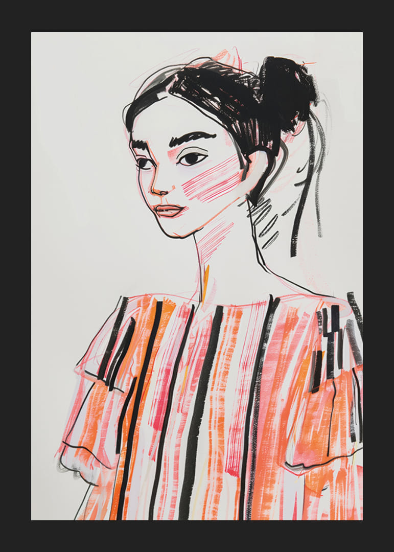 Elegantná skica zachytáva nadčasovú krásu a hru farieb-12