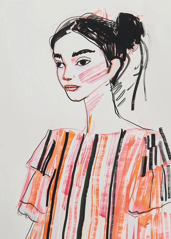 An elegant sketch captures timeless beauty and play of color-12
