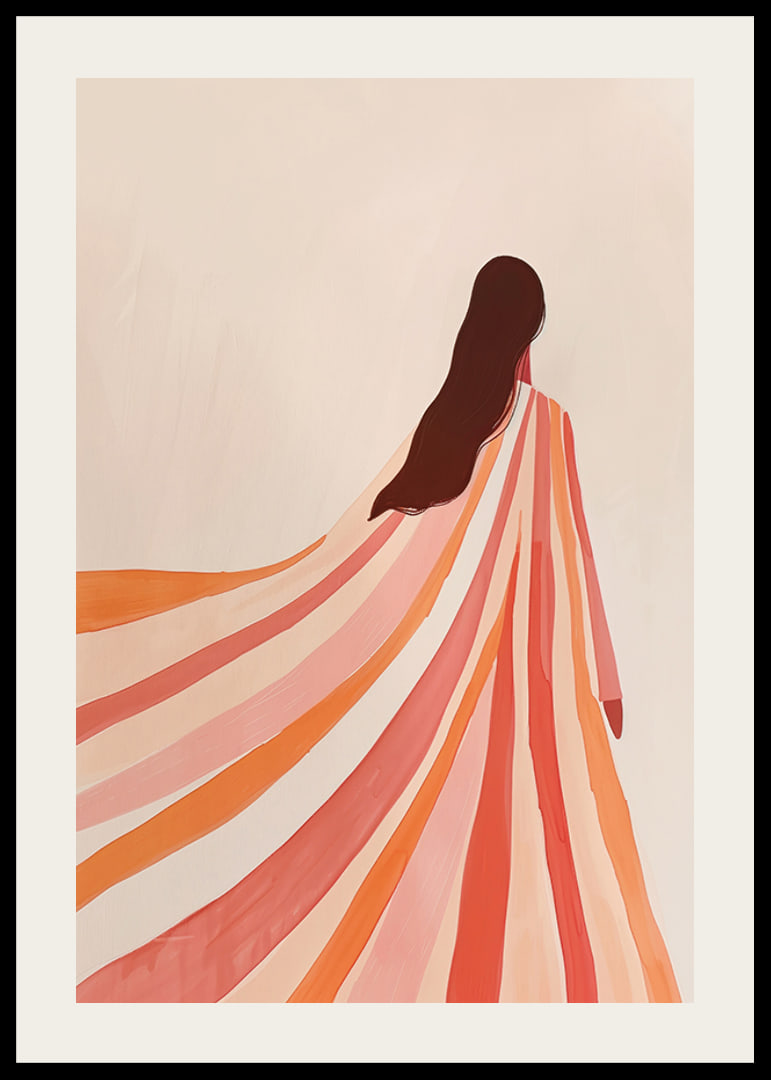 An elegant figure wrapped in soft, colorful lines of serenity-12