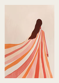 An elegant figure wrapped in soft, colorful lines of serenity-3
