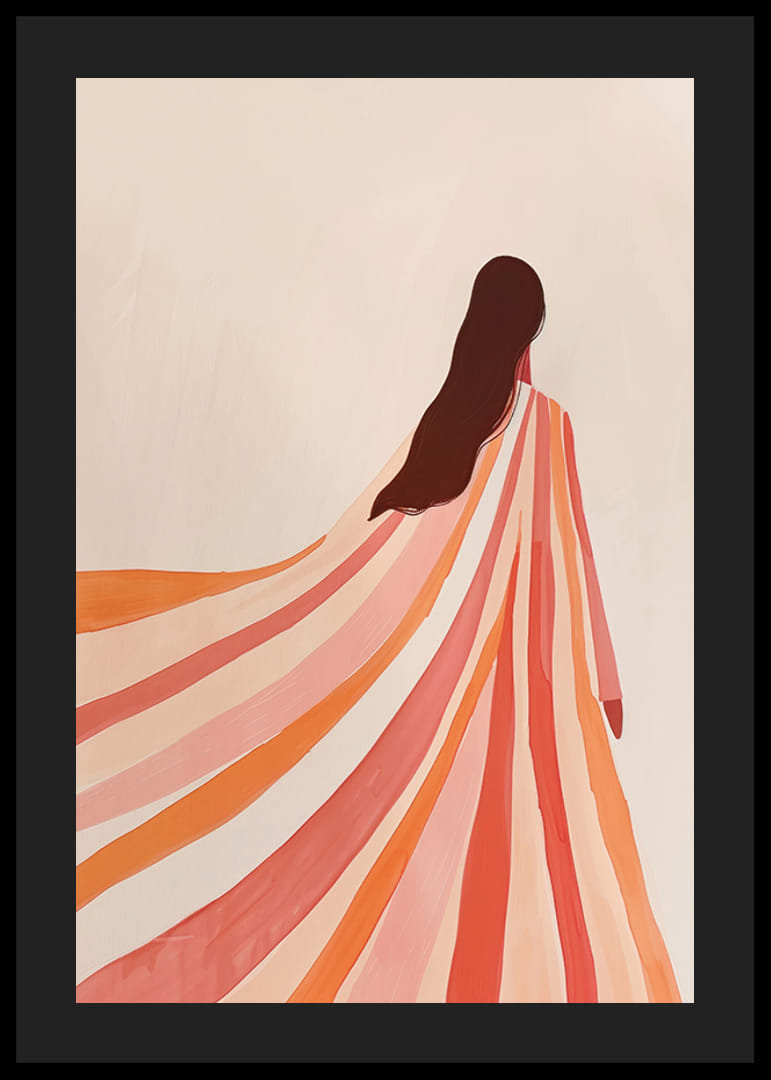 Une silhouette élégante enveloppée de lignes douces et colorées de sérénité-12