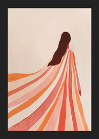 An elegant figure wrapped in soft, colorful lines of serenity-5