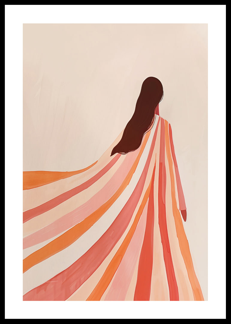 An elegant figure wrapped in soft, colorful lines of serenity-12