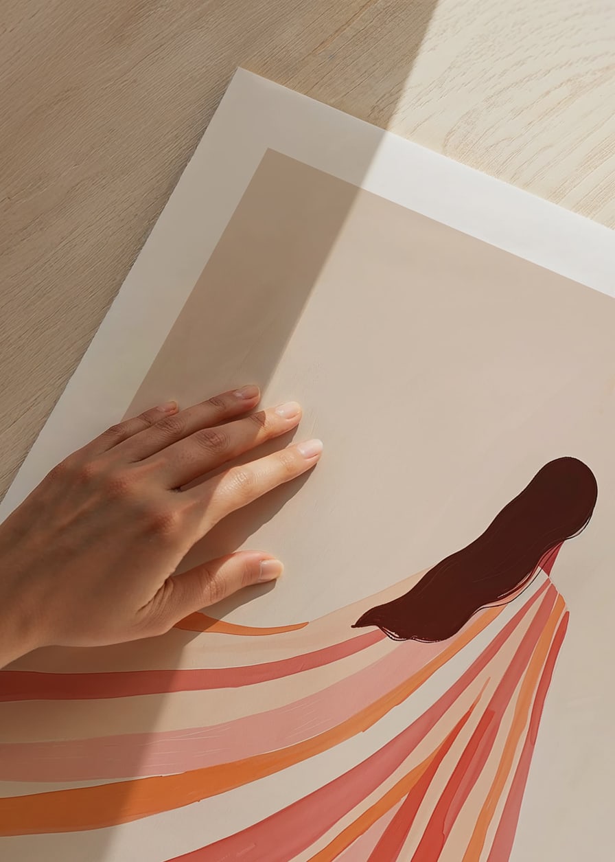 An elegant figure wrapped in soft, colorful lines of serenity-12