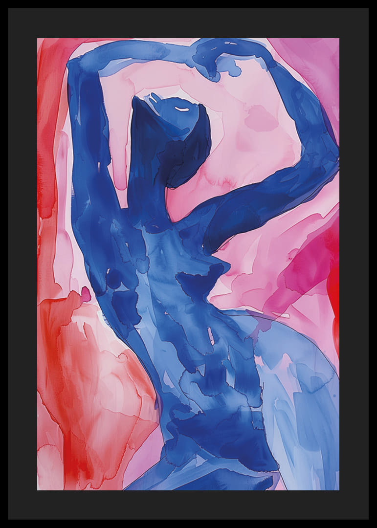 En blå silhuett mot en rosa bakgrund skapar en känsla av rörelse och skönhet-12