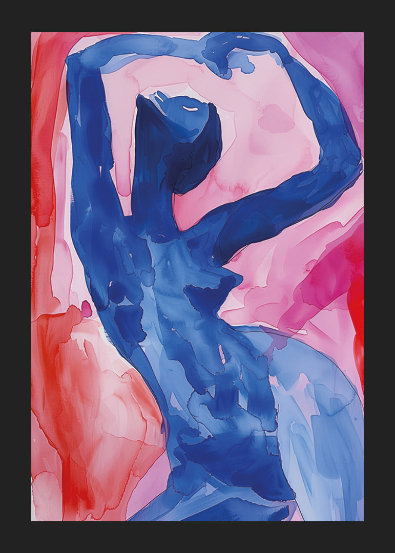 A blue silhouette against a pink background creates a sense of movement and beauty-12