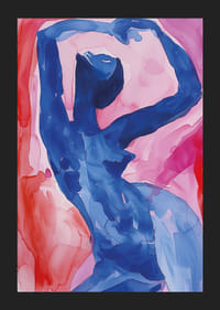 En blå silhuett mot en rosa bakgrund skapar en känsla av rörelse och skönhet-5