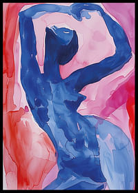 Een blauw silhouet tegen een roze achtergrond creëert een gevoel van beweging en schoonheid-2