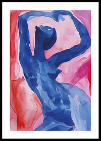 Een blauw silhouet tegen een roze achtergrond creëert een gevoel van beweging en schoonheid-0