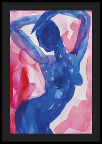 A blue silhouette dances elegantly against a background of pink tones-4