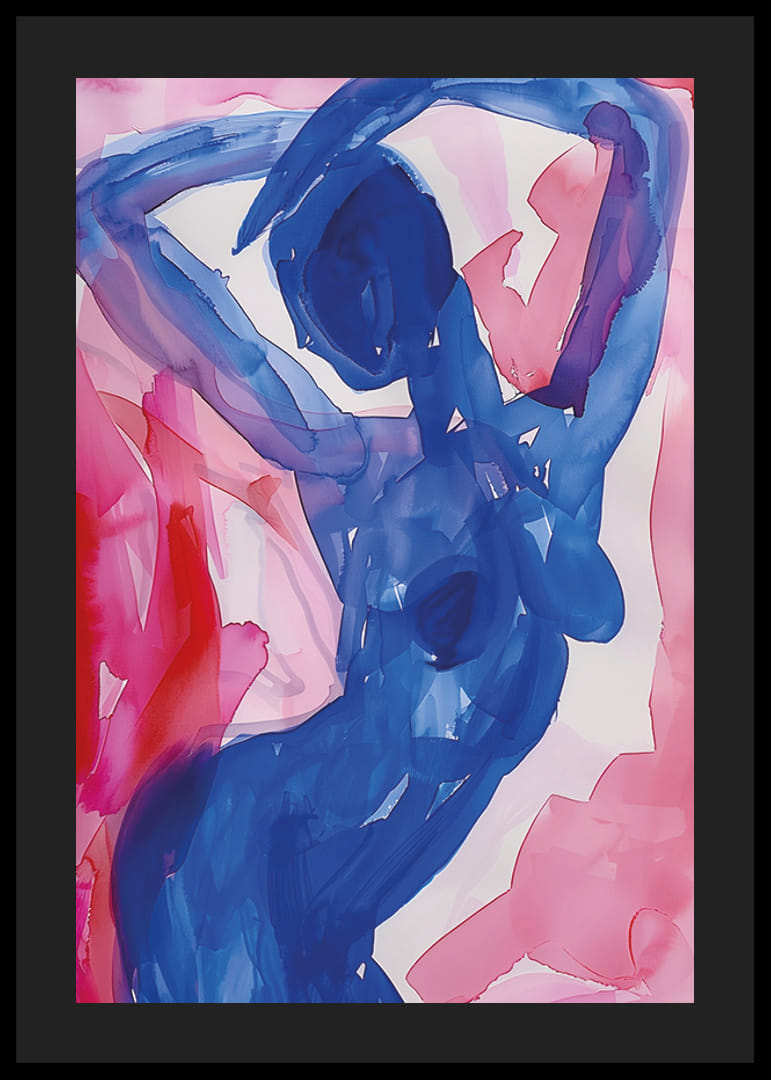 Mėlynas siluetas elegantiškai šoka rožinių tonų fone-12