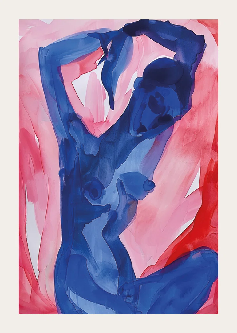 Abstract dance of bold blue and pink tones-12