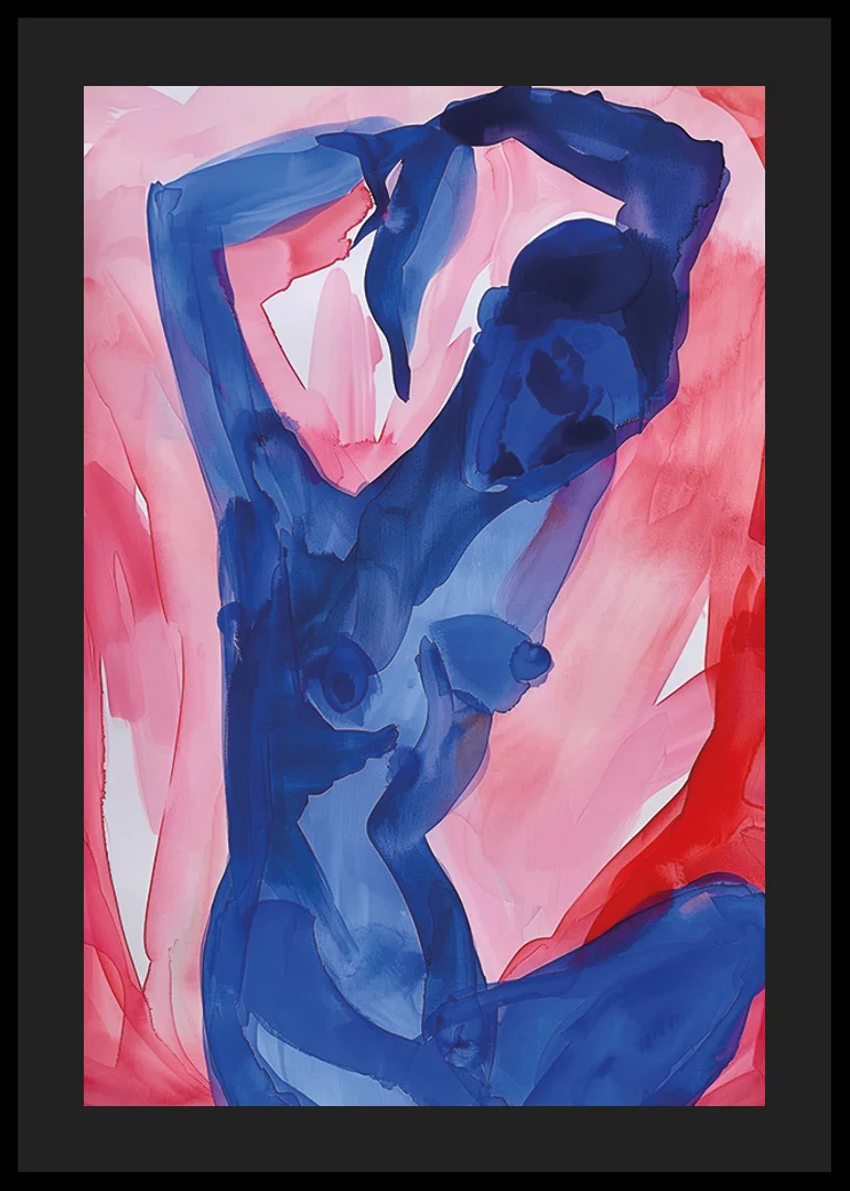 Abstract dance of bold blue and pink tones-12