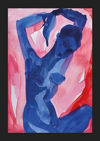 Abstract dance of bold blue and pink tones-5