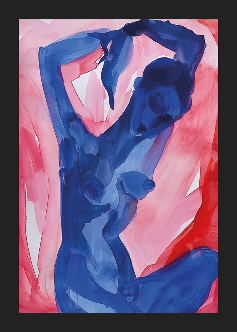 Abstract dance of bold blue and pink tones-12