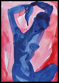Abstracte dans van gewaagde blauwe en roze tinten-2