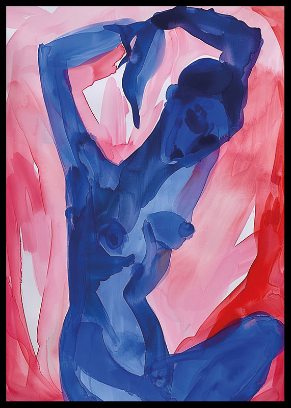 Abstracte dans van gewaagde blauwe en roze tinten-12