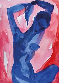 Abstract dance of bold blue and pink tones-7