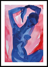 Abstracte dans van gewaagde blauwe en roze tinten-0