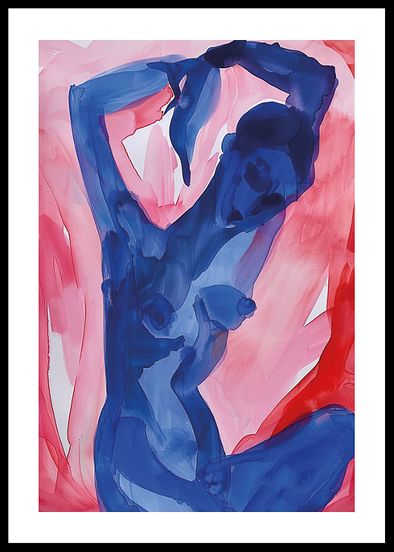 Abstracte dans van gewaagde blauwe en roze tinten-12