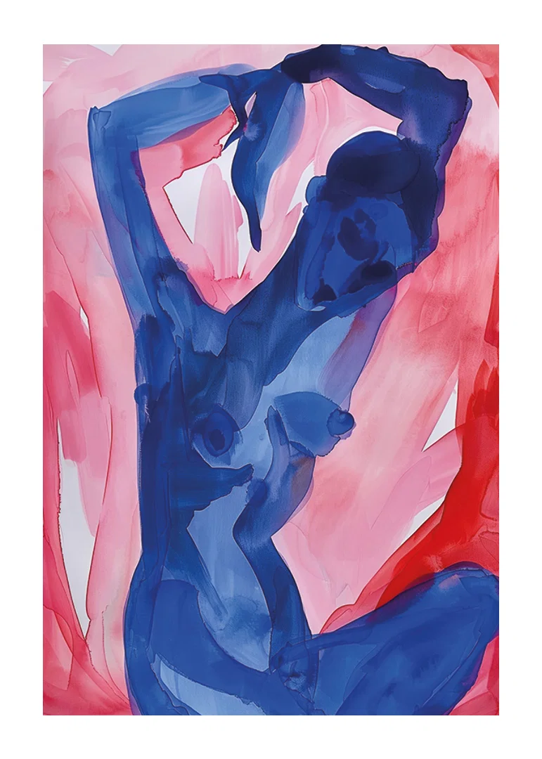 Abstract dance of bold blue and pink tones-12