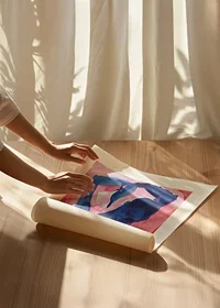 Abstract dance of bold blue and pink tones-8