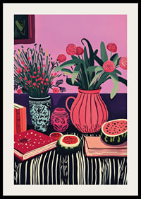 An explosion of colors with flowers and fruits brings the room to life-2