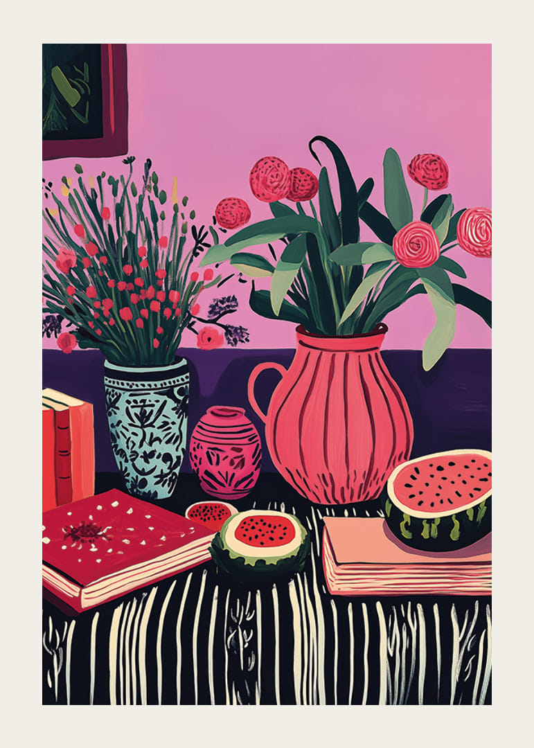 En explosion av färger med blommor och frukter ger rummet liv-12