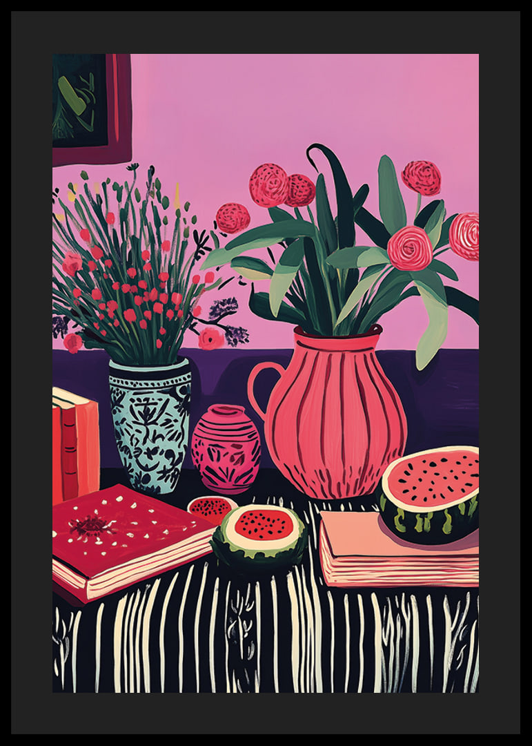 An explosion of colors with flowers and fruits brings the room to life-12