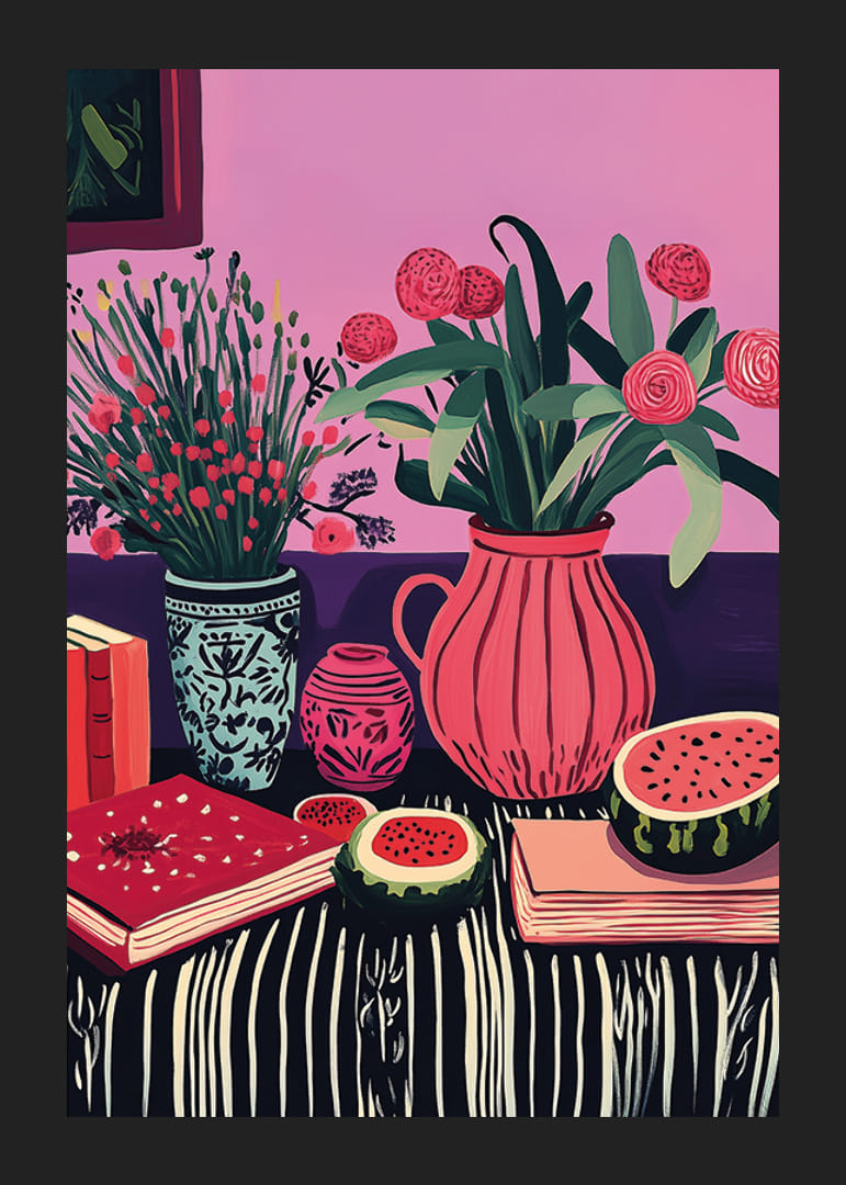 En explosion av färger med blommor och frukter ger rummet liv-12