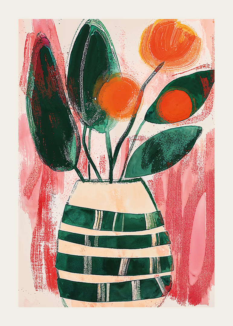 Élénk művészet virágokkal és mély színekkel-12