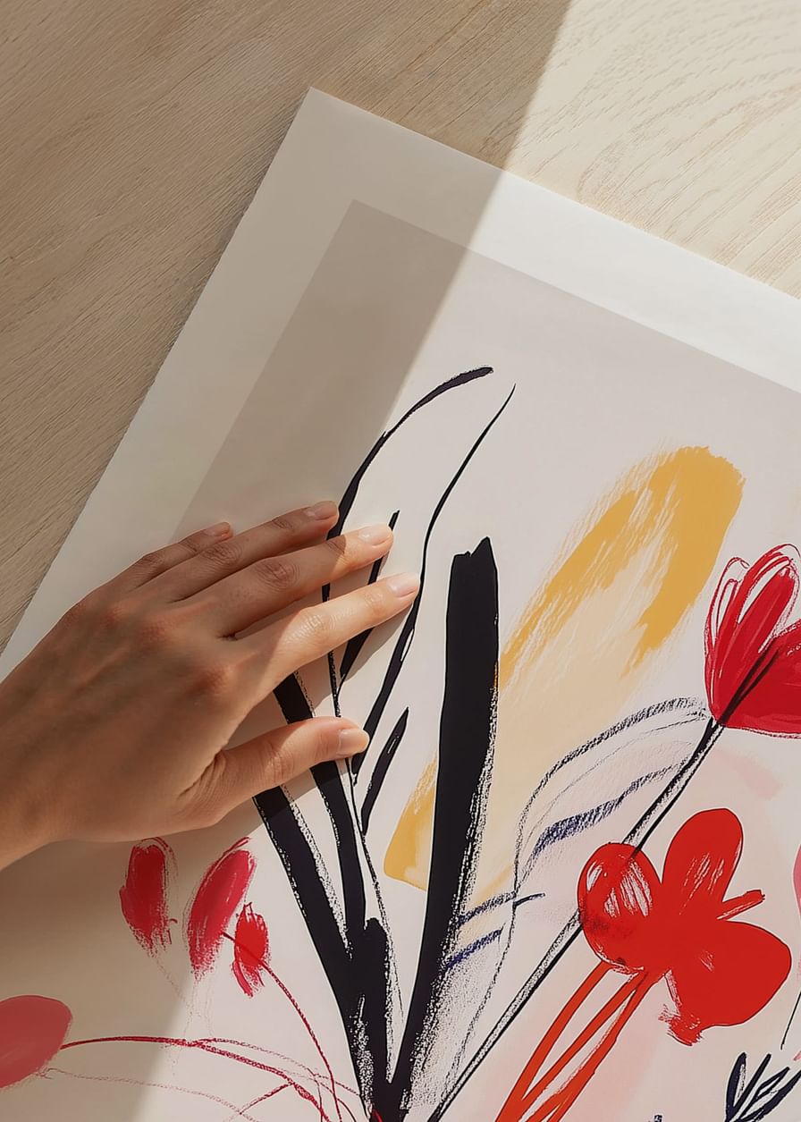 Artă vibrantă care combină culoarea și forma într-un motiv floral-12