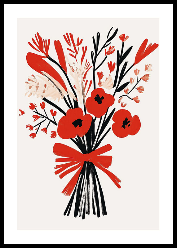 Aranjament floral vibrant cu tonuri puternice de rosu si negru-12