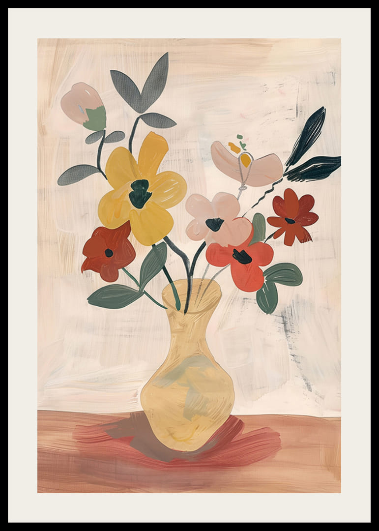 Färgglada blommor i en vas sprider lugn och skönhet-12