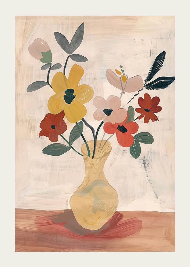 Färgglada blommor i en vas sprider lugn och skönhet-12