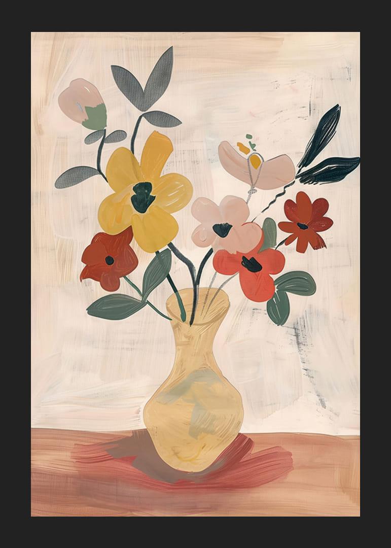 Färgglada blommor i en vas sprider lugn och skönhet-12