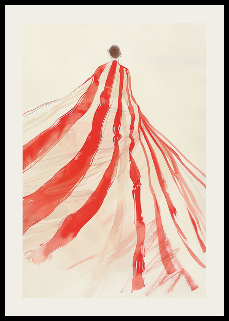 Vznášajúce sa červené stuhy sa preháňajú vzduchom s jemnou eleganciou-12