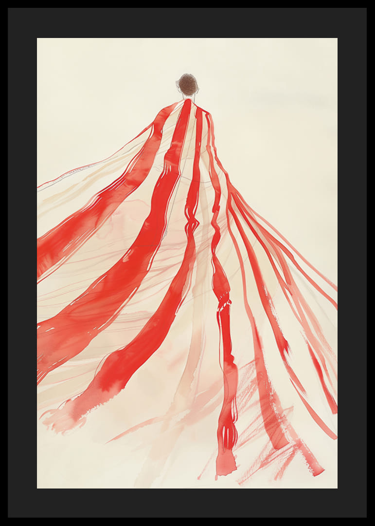 Vznášajúce sa červené stuhy sa preháňajú vzduchom s jemnou eleganciou-12